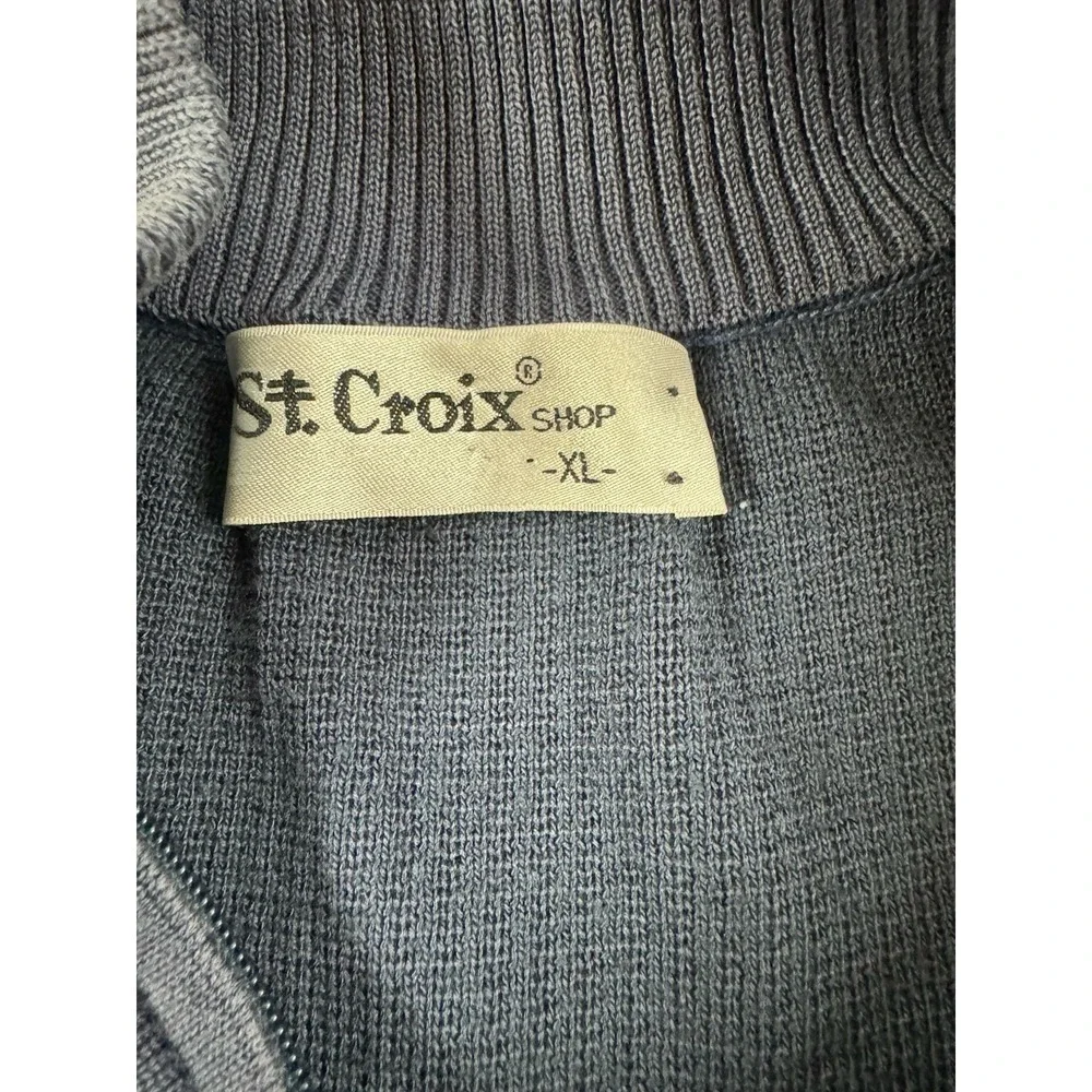 Vintage St Croix Shop Vest Men's XL Navy 1/4 Zip Cotton Blend Made in USA